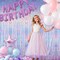 6.4 ft x 6.5 ft Metallic Tinsel Foil Fringe Curtains,Pack of 2 Party Streamer Backdrop for Mermaid Birthday Party Decorations(Neon Blue)